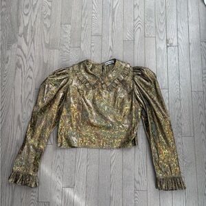 BATSHEVA metallic ruffle collar blouse